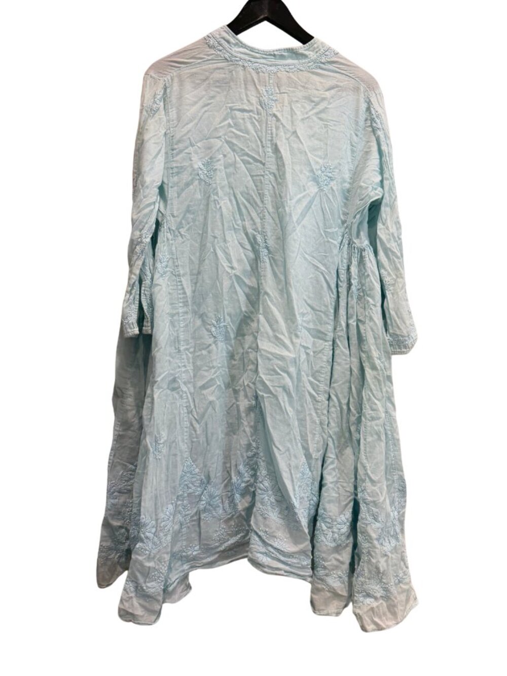 Women’s Light Blue Cotton Embroidered 3/4 Sleeve Kurta Mini Dress Size S/M - Picture 3 of 6